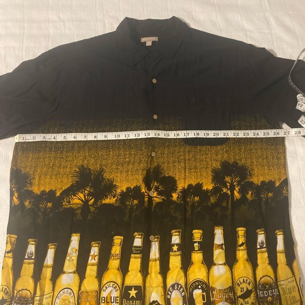 GEORGE Tropical Beer Bottle Hawaiian Button Down Shirt Black L 42-44 - Picture 5 of 10